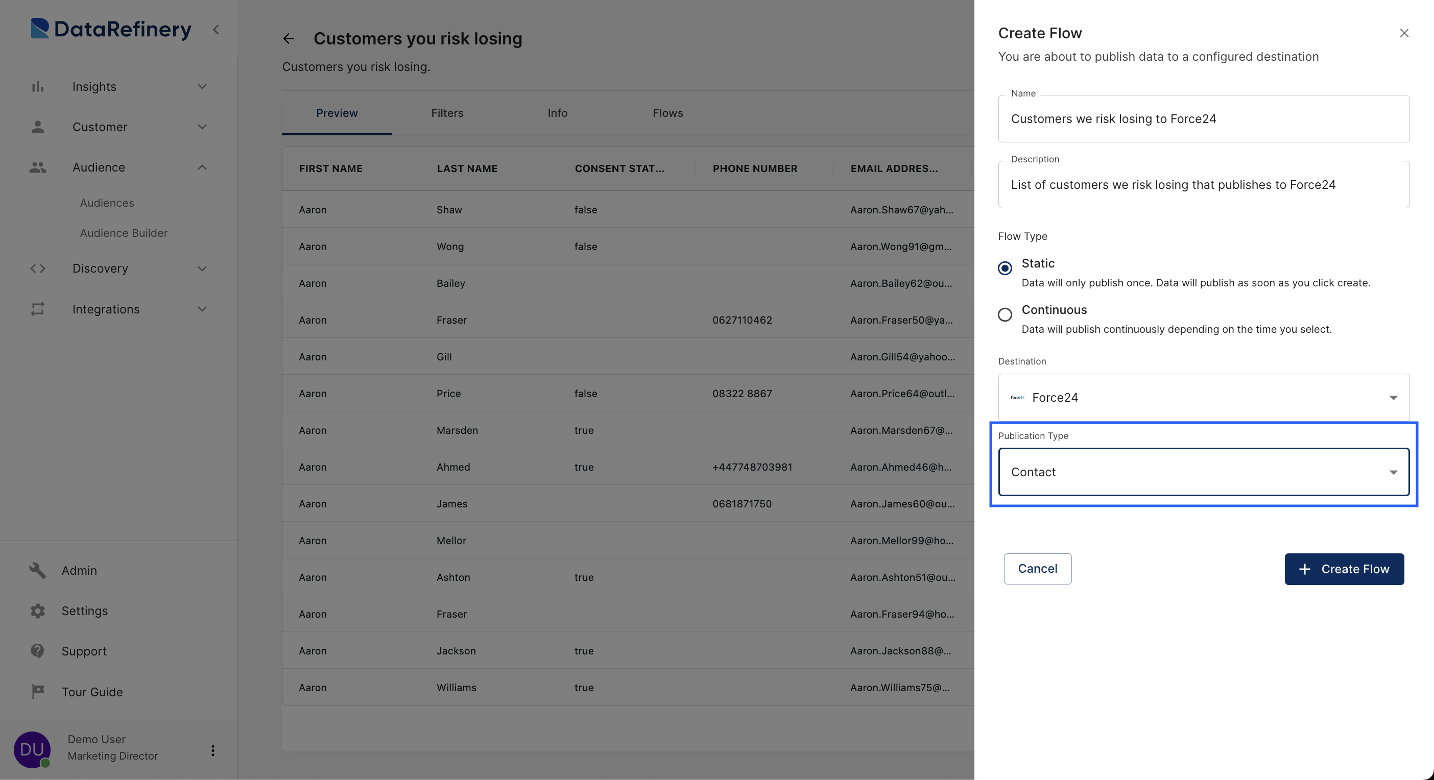 Data Destination Section