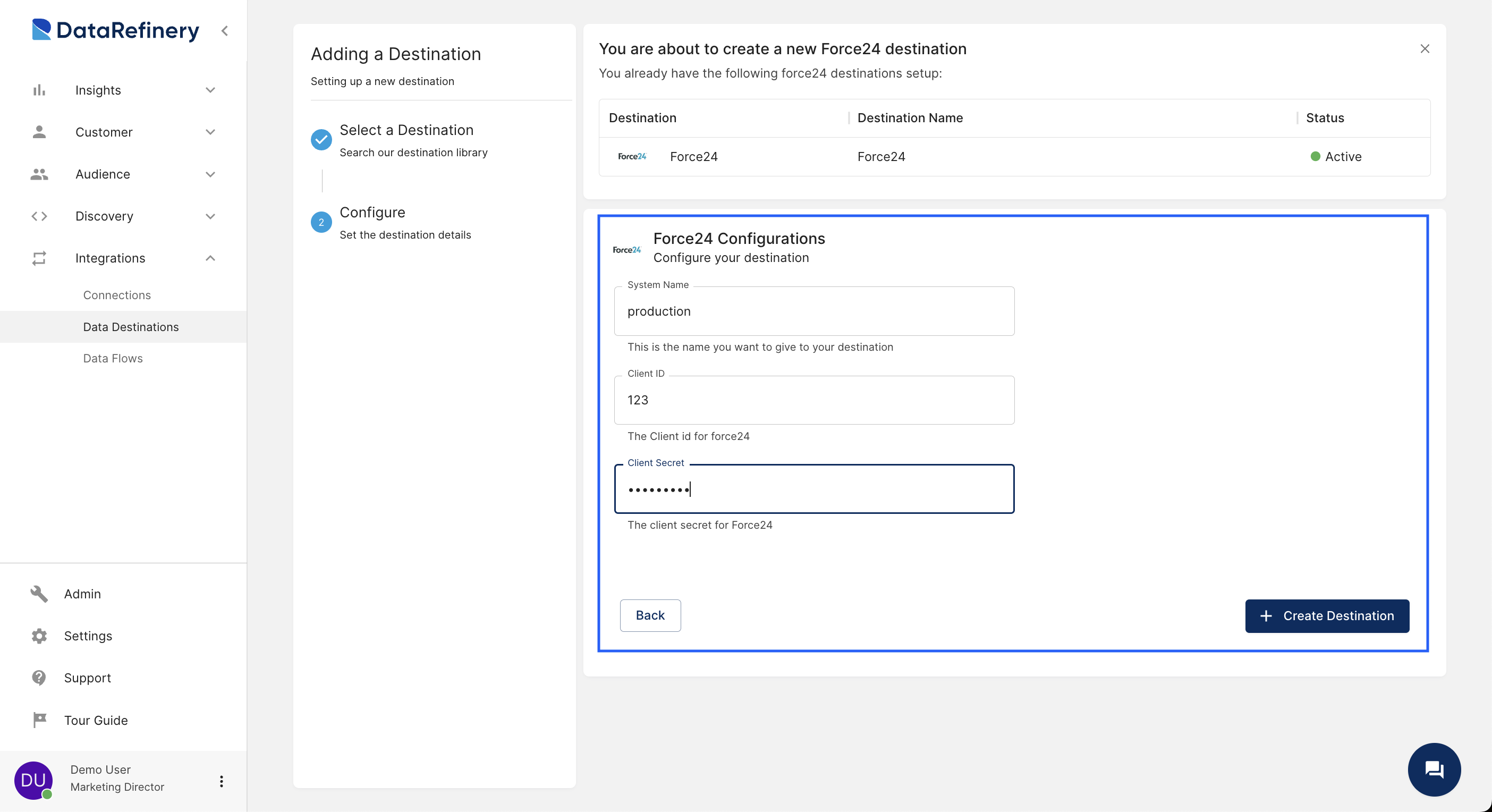 Data Destination Section