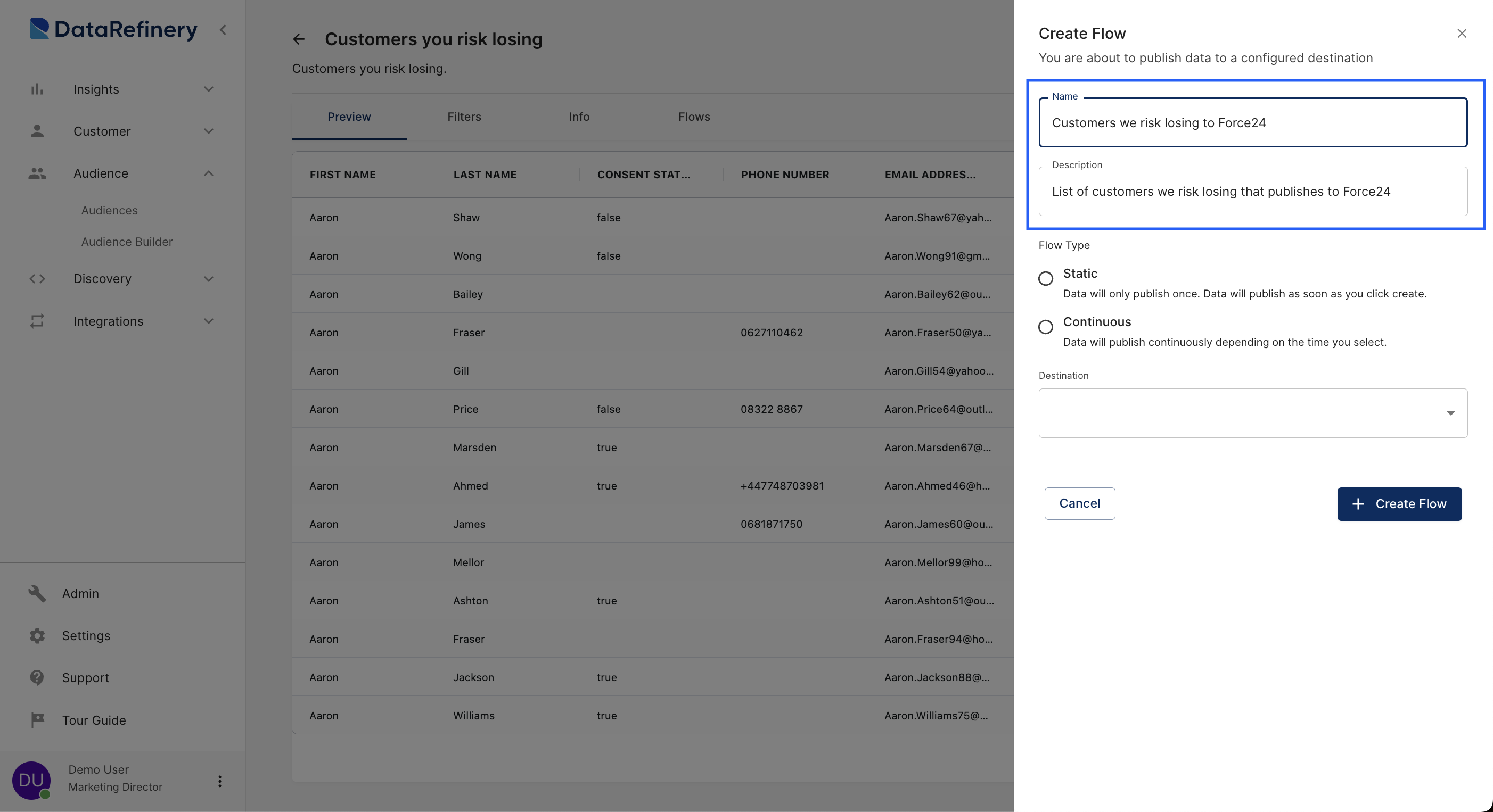 Data Destination Section