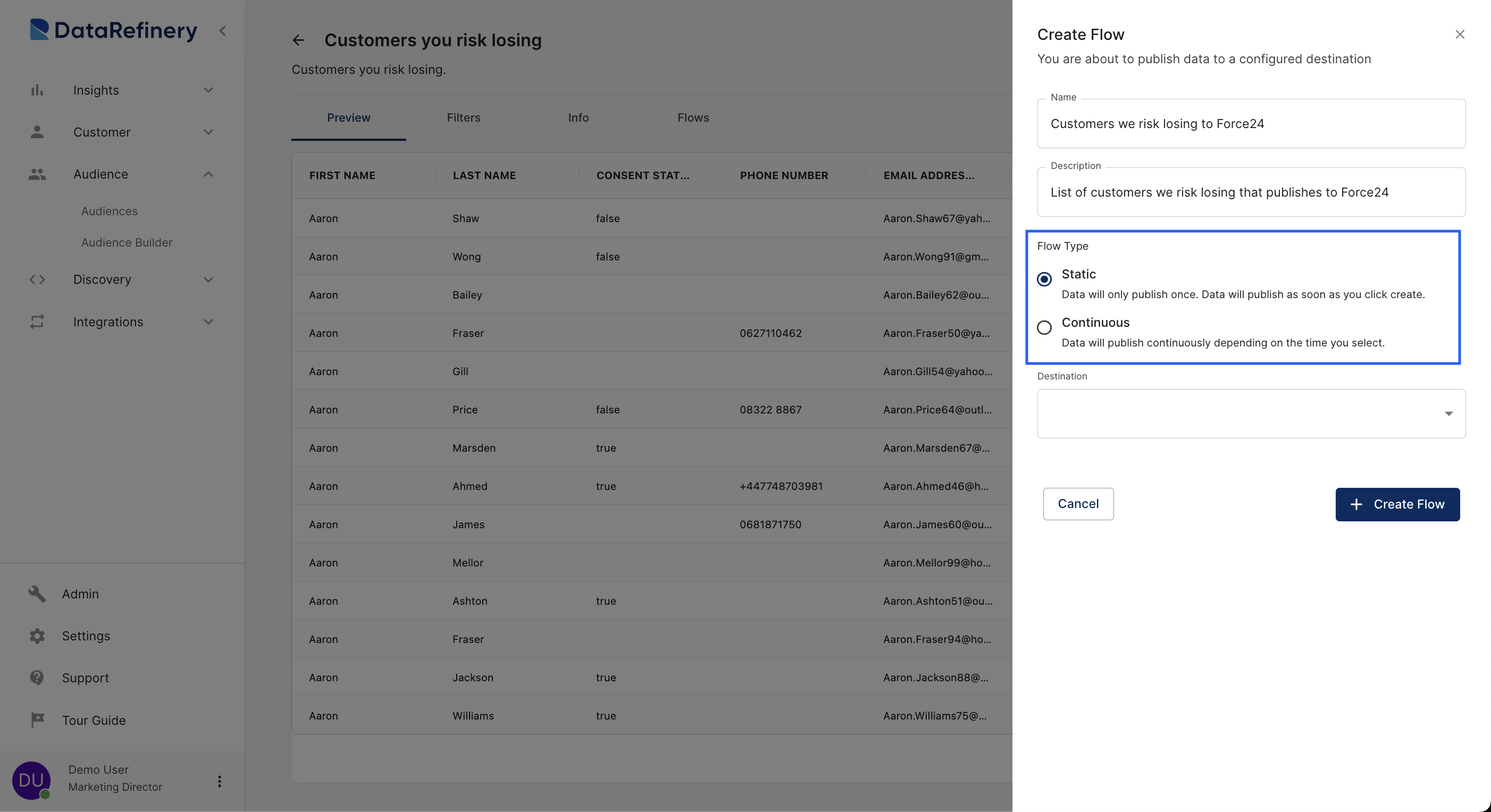 Data Destination Section