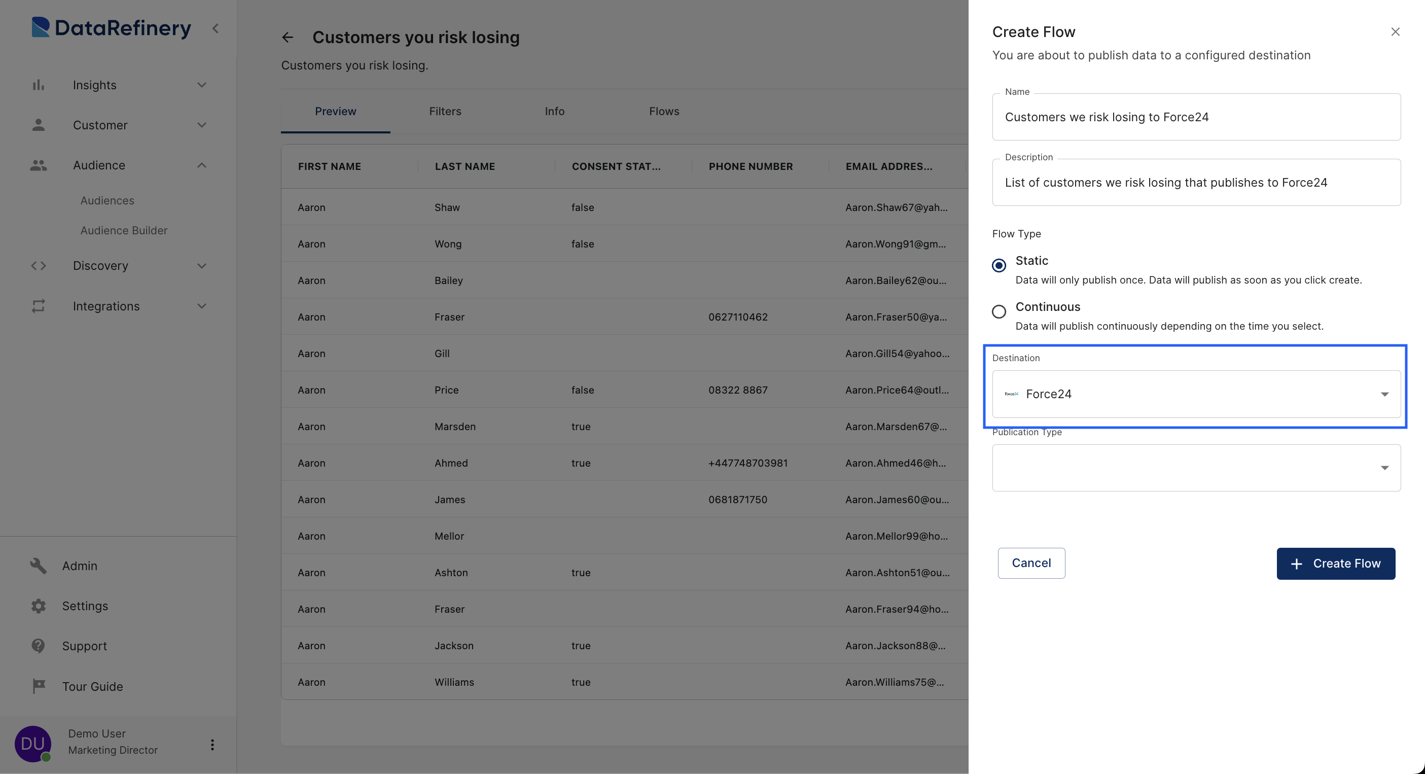 Data Destination Section